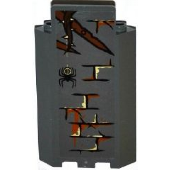 Panel 3 x 3 x 6 Corner Wall without Bottom Indentations with Bricks, Wooden Boards, Vine with Thorns and Spider Pattern (Sticker) - Set 79014