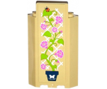 Panel 3 x 3 x 6 Corner Wall without Bottom Indentations with Lattice, Potted Plant, White Butterfly and Ladybird Pattern (Sticker) - Set 41108