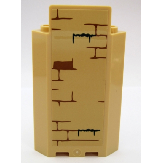 Panel 3 x 3 x 6 Corner Wall without Bottom Indentations with Brown Bricks with Moss Pattern (Sticker) - Set 75954
