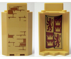 Panel 3 x 3 x 6 Corner Wall without Bottom Indentations with Bricks Type 2 Outside and Gryffindor Banner Inside Pattern (Stickers) - Set 75953