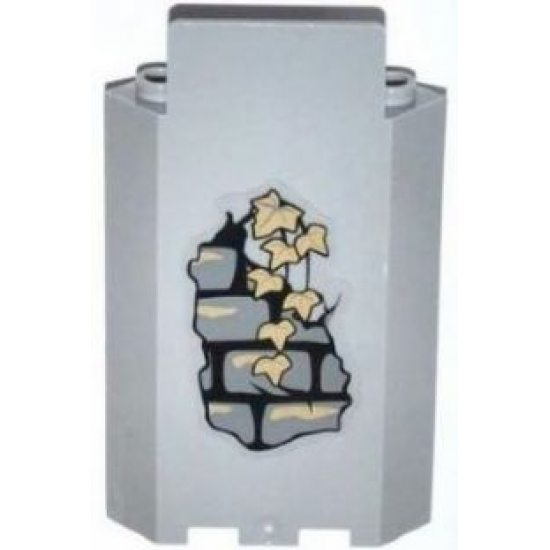 Panel 3 x 3 x 6 Corner Wall without Bottom Indentations with Bricks and 7 Dark Tan Ivy Leaves Pattern (Sticker) - Set 9468
