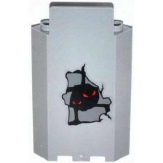 Panel 3 x 3 x 6 Corner Wall without Bottom Indentations with Bricks and Red Eyes Pattern (Sticker) - Set 9468