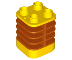 Duplo Brick 2 x 2 x 2 Ribbed Flexible with Dark Orange Fins Pattern
