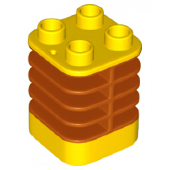 Duplo Brick 2 x 2 x 2 Ribbed Flexible with Dark Orange Fins Pattern