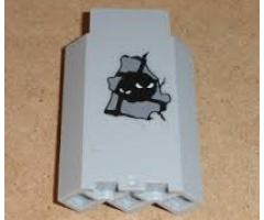 Panel 3 x 3 x 6 Corner Wall without Bottom Indentations with Bricks and White Eyes, Glow in the Dark Pattern (Sticker) - Set 9468