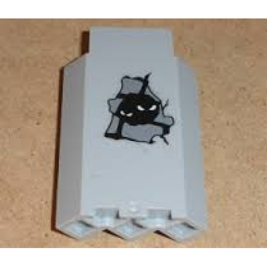 Panel 3 x 3 x 6 Corner Wall without Bottom Indentations with Bricks and White Eyes, Glow in the Dark Pattern (Sticker) - Set 9468