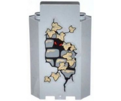 Panel 3 x 3 x 6 Corner Wall without Bottom Indentations with Bricks, 11 Dark Tan Ivy Leaves and Red Eyes Looking Left Pattern (Sticker) - Set 9468
