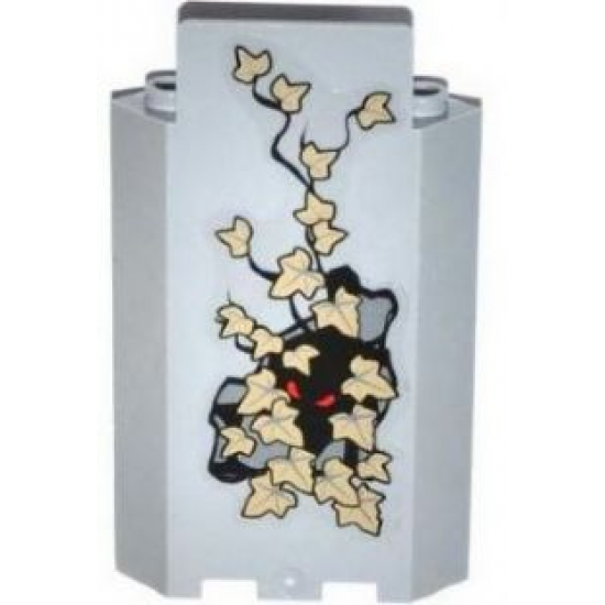 Panel 3 x 3 x 6 Corner Wall without Bottom Indentations with Bricks, 22 Dark Tan Ivy Leaves and Red Eyes Pattern (Sticker) - Set 9468