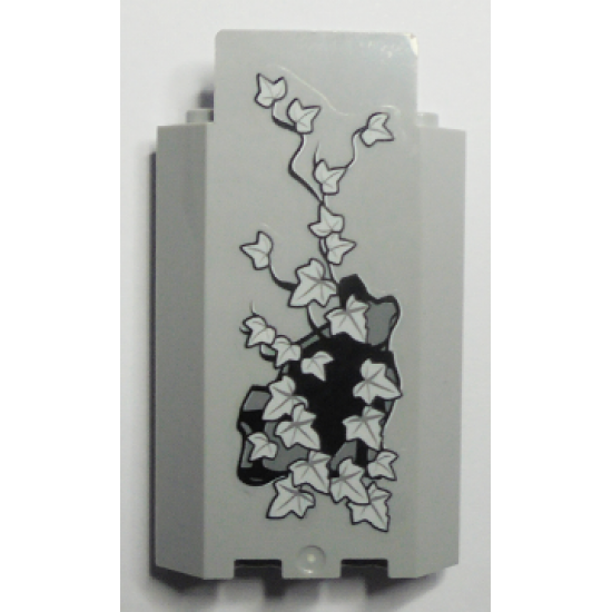 Panel 3 x 3 x 6 Corner Wall without Bottom Indentations with Bricks, 22 White Ivy Leaves Pattern, Glow in the Dark (Sticker) - Set 9468