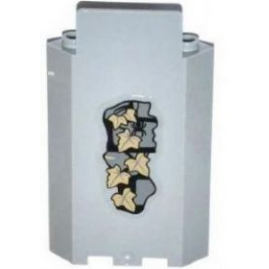 Panel 3 x 3 x 6 Corner Wall without Bottom Indentations with Bricks, 6 Dark Tan Ivy Leaves and Black Spider Pattern (Sticker) - Set 9468