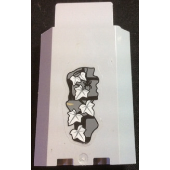 Panel 3 x 3 x 6 Corner Wall without Bottom Indentations with Bricks, 6 White Ivy Leaves and Black Spider, Glow in the Dark Pattern (Sticker) - Set 9468