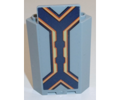 Panel 3 x 3 x 6 Corner Wall without Bottom Indentations with Dark Blue Stripe with Orange and Yellow Lines Pattern (Sticker) - Set 70357