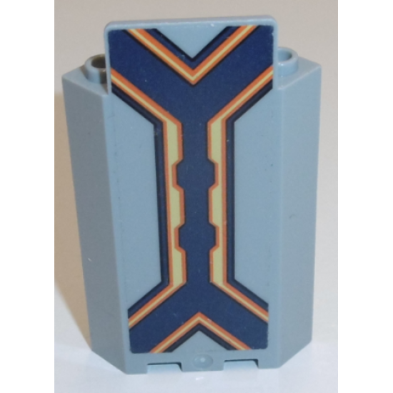 Panel 3 x 3 x 6 Corner Wall without Bottom Indentations with Dark Blue Stripe with Orange and Yellow Lines Pattern (Sticker) - Set 70357