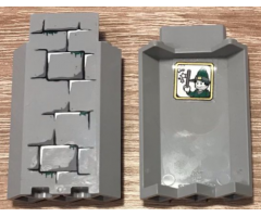 Panel 3 x 3 x 6 Corner Wall without Bottom Indentations with Bricks with Dark Green Moss Pointing Down and Portrait on Inside Pattern 1 (Stickers) - Set 4738