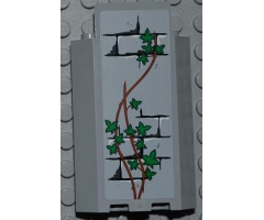 Panel 3 x 3 x 6 Corner Wall without Bottom Indentations with Bricks Pattern and Ivy Trunks with 14 Leaves Pattern (Sticker) - Set 7948