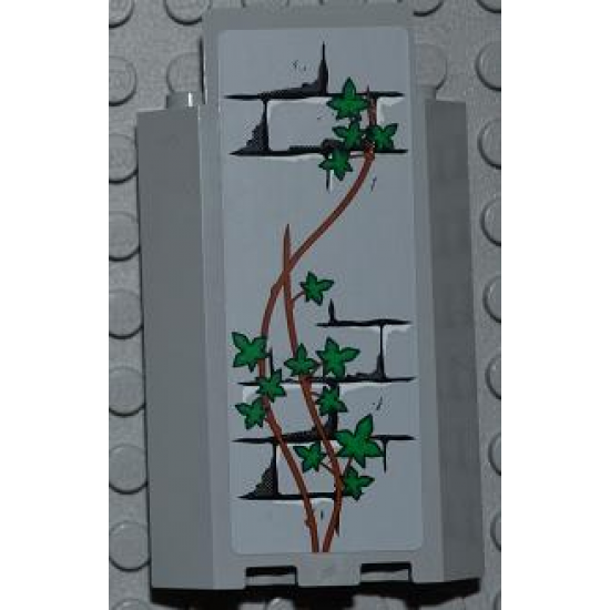 Panel 3 x 3 x 6 Corner Wall without Bottom Indentations with Bricks Pattern and Ivy Trunks with 14 Leaves Pattern (Sticker) - Set 7948
