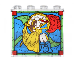 Panel 1 x 4 x 3 with Side Supports - Hollow Studs with Beauty and the Beast Stained Glass Window Pattern (Sticker) - Set 41067