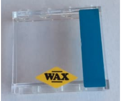Panel 1 x 4 x 3 with Side Supports - Hollow Studs with Dark Azure Stripe and 'WAX' on Yellow Diamond Pattern Model Right Side (Stickers) - Set 10252