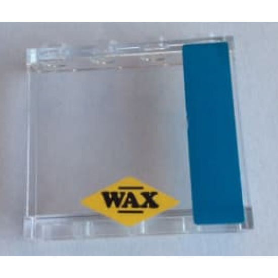 Panel 1 x 4 x 3 with Side Supports - Hollow Studs with Dark Azure Stripe and 'WAX' on Yellow Diamond Pattern Model Right Side (Stickers) - Set 10252