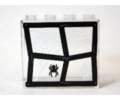 Panel 1 x 4 x 3 with Side Supports - Hollow Studs with Window Frame Bent with Black Spider and White Web Pattern (Sticker 7) - Set 75904