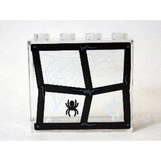 Panel 1 x 4 x 3 with Side Supports - Hollow Studs with Window Frame Bent with Black Spider and White Web Pattern (Sticker 7) - Set 75904