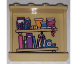 Panel 1 x 4 x 3 with Side Supports - Hollow Studs with Butterfly on Outside and Shelves with Books and Craft Supplies Pattern on Inside (Stickers) - Set 41340