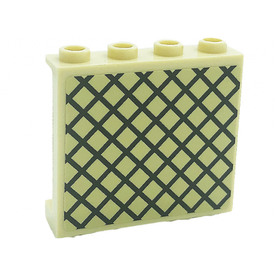 Panel 1 x 4 x 3 with Side Supports - Hollow Studs with Lattice Pattern (Sticker) - Set 71043