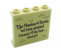 Panel 1 x 4 x 3 with Side Supports - Hollow Studs with 'The chamber of Secrets has been opened enemies of the heir... beware' and Bricks Pattern (Sticker) - Set 71043