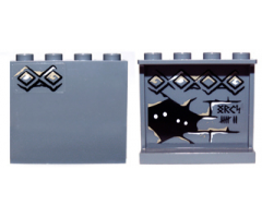 Panel 1 x 4 x 3 with Side Supports - Hollow Studs with Diamond Bricks on Outside, Bricks, Runes and Eyes on Inside Pattern (Stickers) - Set 9473