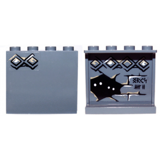 Panel 1 x 4 x 3 with Side Supports - Hollow Studs with Diamond Bricks on Outside, Bricks, Runes and Eyes on Inside Pattern (Stickers) - Set 9473