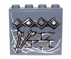 Panel 1 x 4 x 3 with Side Supports - Hollow Studs with Diamond Bricks, Cobweb and Arrows Pattern (Sticker) - Set 9473