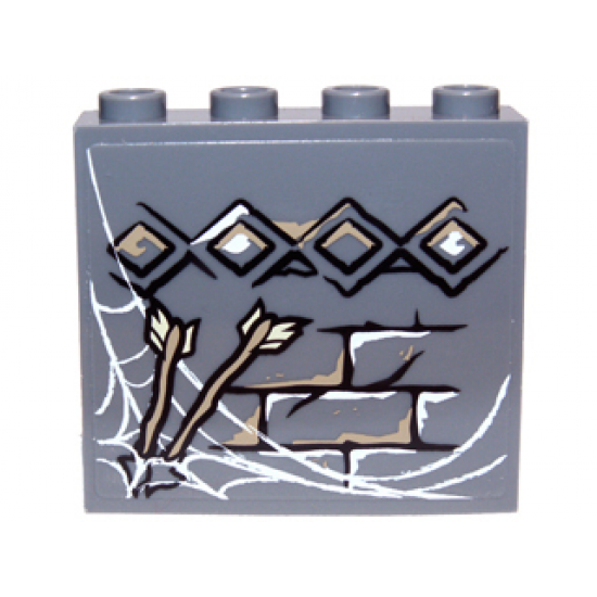 Panel 1 x 4 x 3 with Side Supports - Hollow Studs with Diamond Bricks, Cobweb and Arrows Pattern (Sticker) - Set 9473