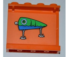 Panel 1 x 4 x 3 - Hollow Studs with Blue and Green Fishing Lure Pattern on Inside (Sticker) - Set 3834