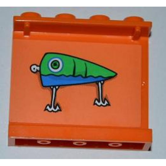 Panel 1 x 4 x 3 - Hollow Studs with Blue and Green Fishing Lure Pattern on Inside (Sticker) - Set 3834