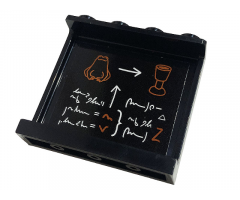 Panel 1 x 4 x 3 with Side Supports - Hollow Studs with Goblet, Frog, White Arrows and Magic Spell Writing on Blackboard Pattern on Inside (Sticker) - Set 76382