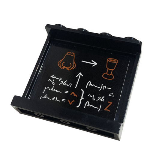 Panel 1 x 4 x 3 with Side Supports - Hollow Studs with Goblet, Frog, White Arrows and Magic Spell Writing on Blackboard Pattern on Inside (Sticker) - Set 76382