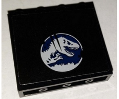 Panel 1 x 4 x 3 with Side Supports - Hollow Studs with Jurassic World Logo and 2 Scratches Pattern Model Left Side (Sticker) - Set 75929