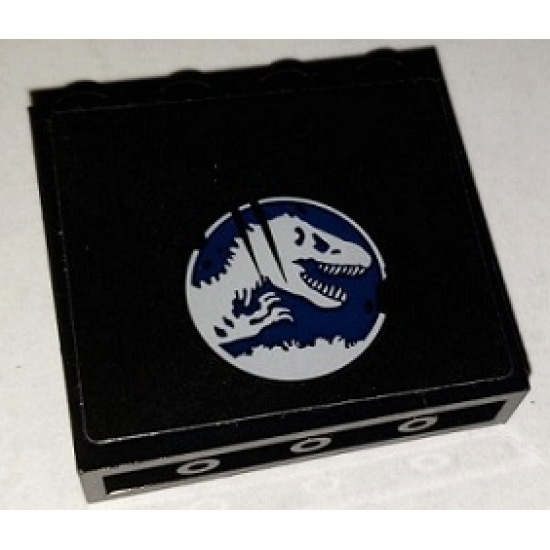 Panel 1 x 4 x 3 with Side Supports - Hollow Studs with Jurassic World Logo and 2 Scratches Pattern Model Left Side (Sticker) - Set 75929