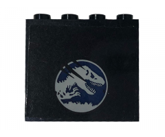 Panel 1 x 4 x 3 with Side Supports - Hollow Studs with Jurassic World Logo and 3 Scratches Pattern Model Right Side (Sticker) - Set 75929