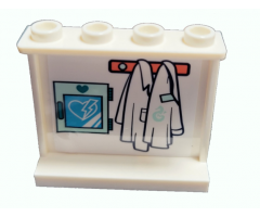 Panel 1 x 4 x 3 with Side Supports - Hollow Studs with AED Cabinet and Lab Coats Pattern (Sticker) - Set 41380