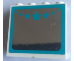 Panel 1 x 4 x 3 with Side Supports - Hollow Studs with Mirror and Dark Azure Stars Pattern (Sticker) - Set 41302