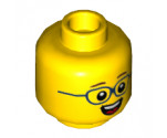 Minifigure, Head Reddish Brown Eyebrows, Dark Blue Glasses, Open Smile Showing Teeth and Tongue Pattern - Hollow Stud