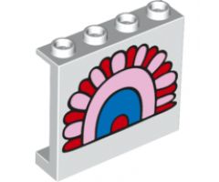 Panel 1 x 4 x 3 with Side Supports - Hollow Studs with Red, Bright Pink and Blue Rainbow Arc Pattern