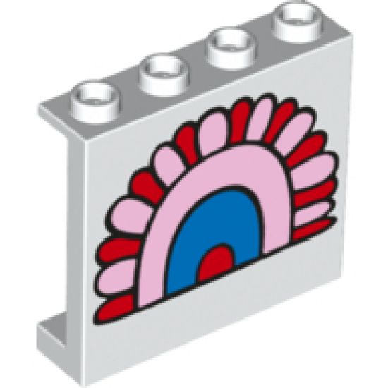 Panel 1 x 4 x 3 with Side Supports - Hollow Studs with Red, Bright Pink and Blue Rainbow Arc Pattern