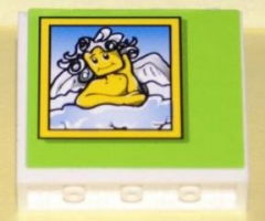Panel 1 x 4 x 3 - Hollow Studs with Angel Picture on Green Background Pattern (Sticker) - Set 8160