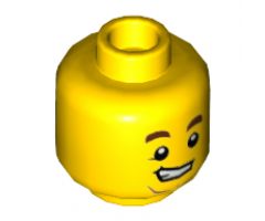 Minifigure, Head Dark Brown Eyebrows, Lopsided Grin, Medium Nougat Anchor Beard Pattern - Hollow Stud