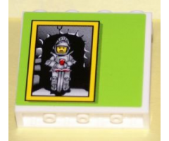 Panel 1 x 4 x 3 - Hollow Studs with Knight Picture on Green Background Pattern (Sticker) - Set 8160