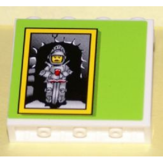Panel 1 x 4 x 3 - Hollow Studs with Knight Picture on Green Background Pattern (Sticker) - Set 8160