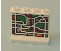 Panel 1 x 4 x 3 - Hollow Studs with Map Street Pattern 7 on Inside (Sticker) - Set 7642