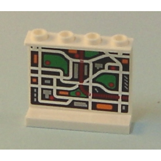 Panel 1 x 4 x 3 - Hollow Studs with Map Street Pattern 7 on Inside (Sticker) - Set 7642